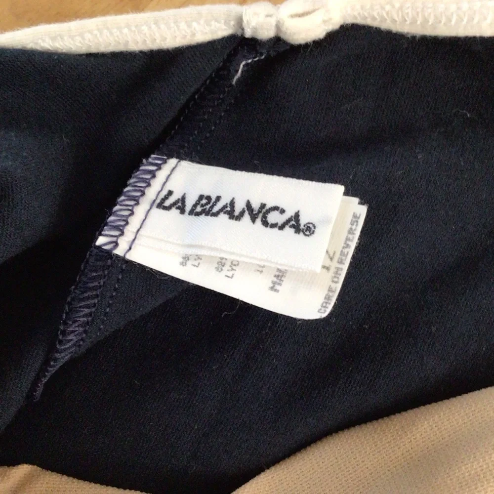 La Blanca one piece swimsuit 12 blue rare USA cotton nautical sail classic - Picture 7 of 8